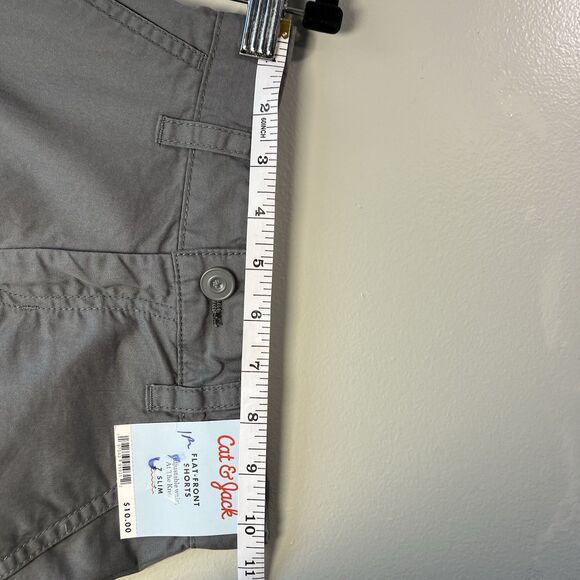 Cat & Jack Slim Flat Front Shorts, Medium Gray, Size 7 Slim - Picture 6 of 10
